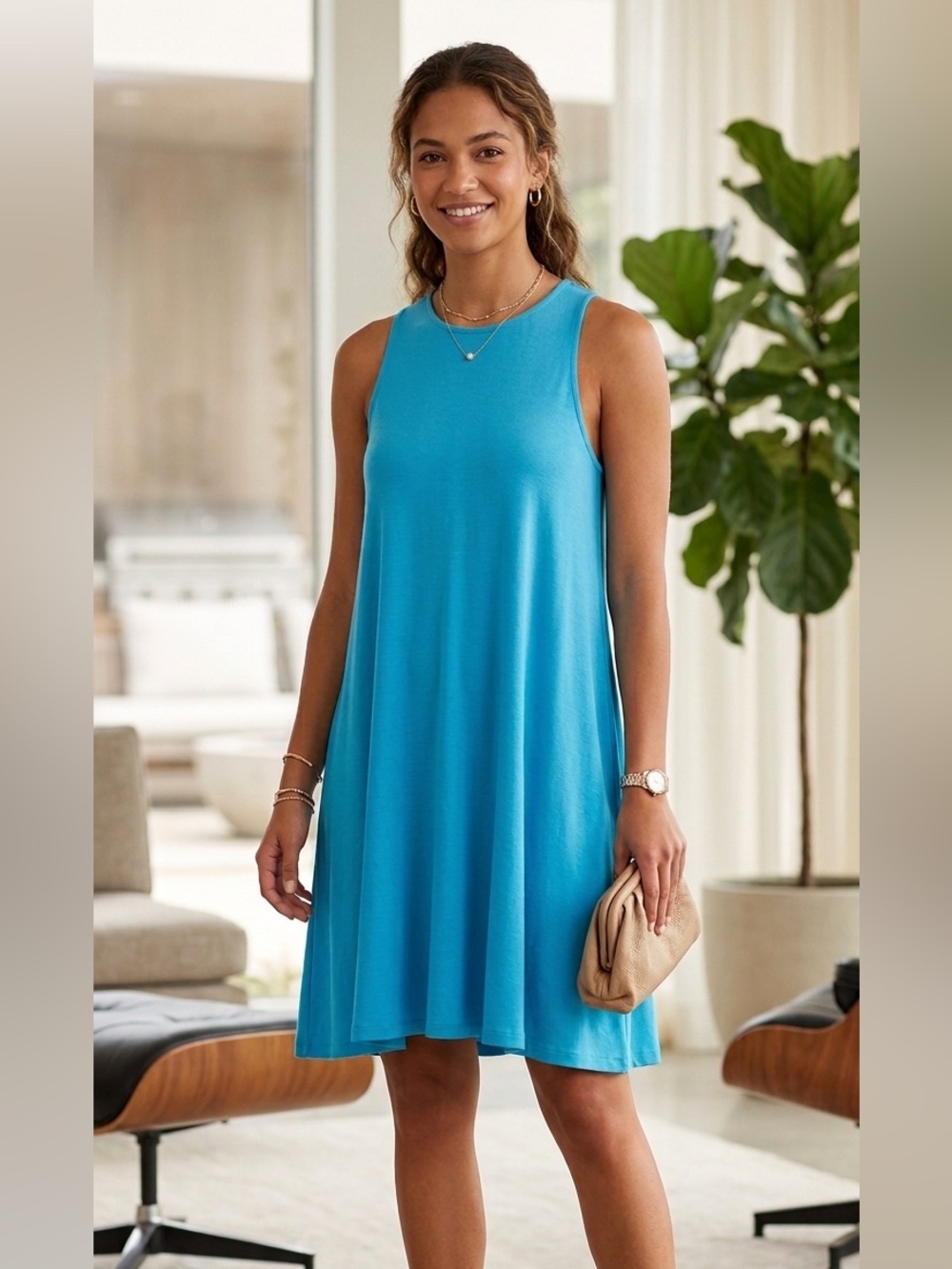 Ralph Lauren Oasis Blue Sleeveless Knit Shift Top